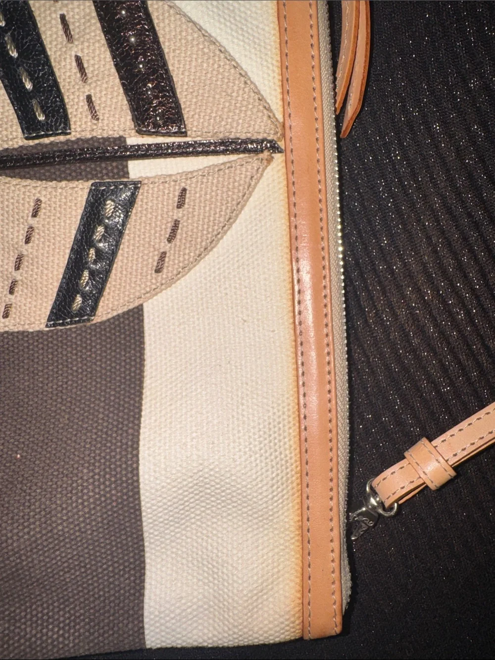 Brighton Sailboat Appliqué Crossbody in Beige and Tan